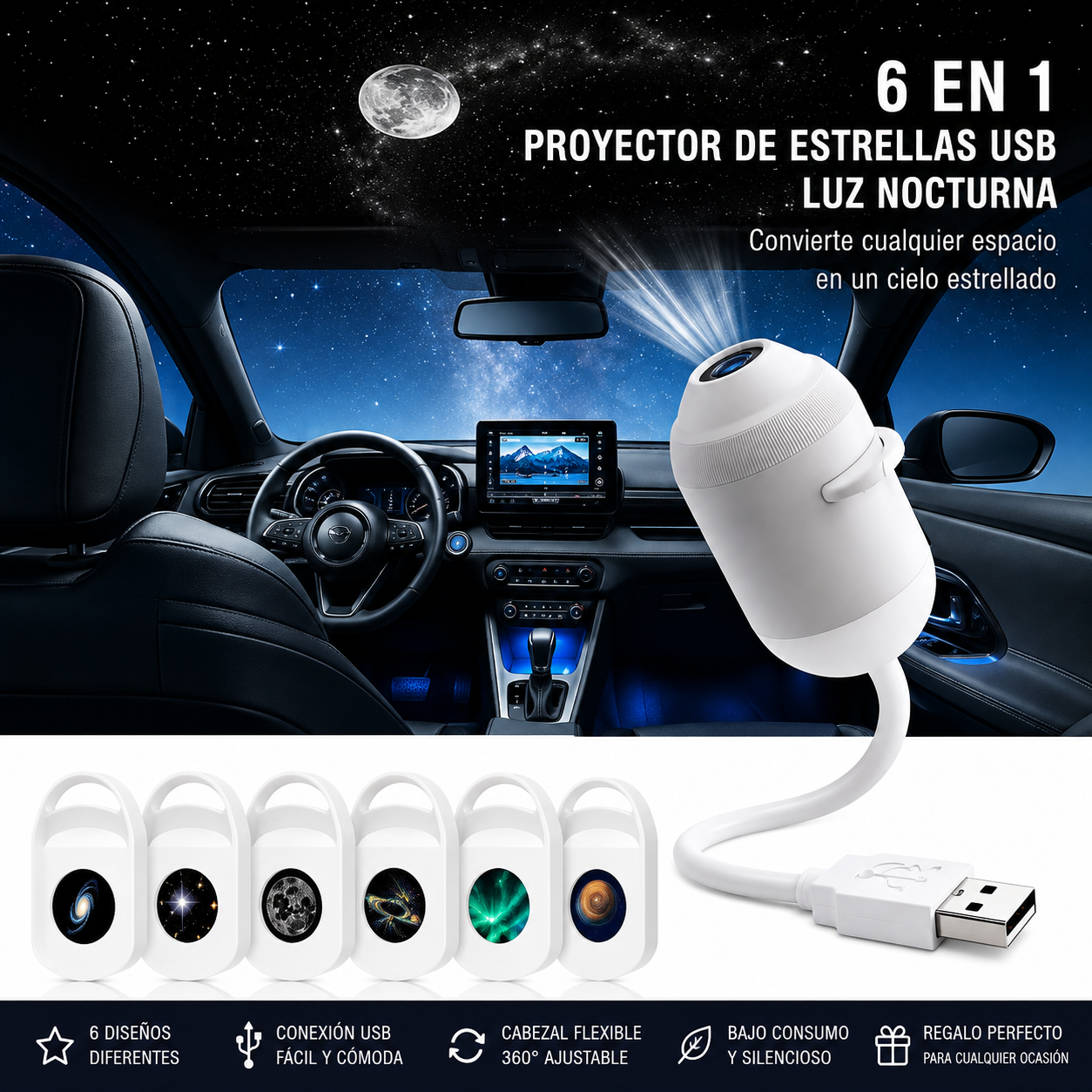 Proyector de Galaxia + Luz Nocturna