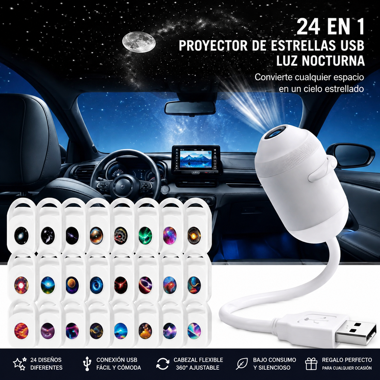 Proyector de Galaxia + Luz Nocturna
