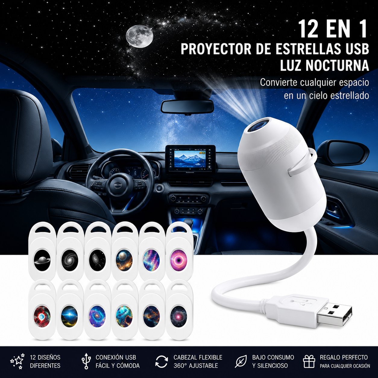 Proyector de Galaxia + Luz Nocturna